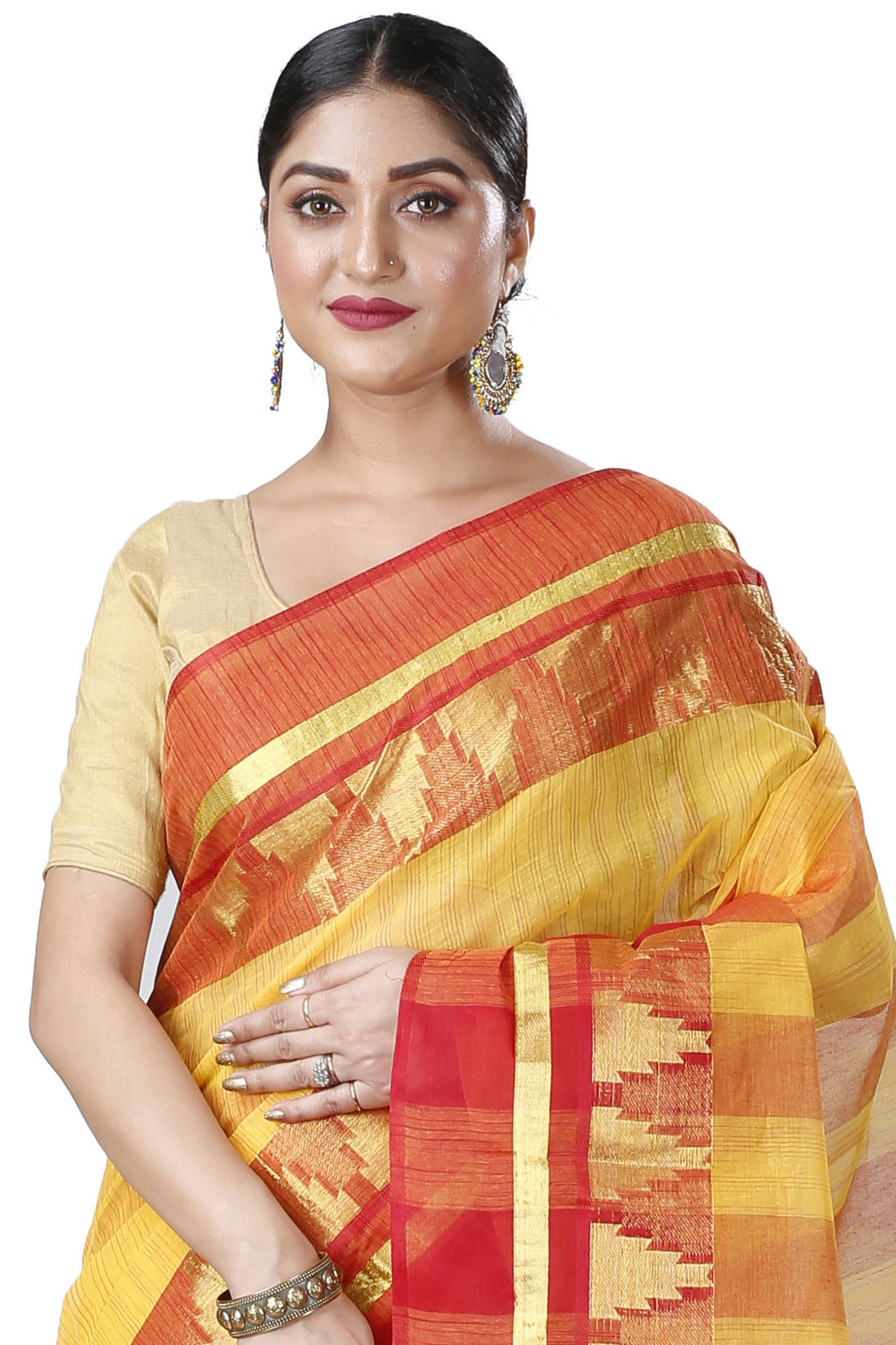 Red Pure Cotton Vrinda Tant Saree (1095)